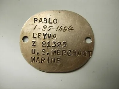 WW2 US Merchant Marine Sterling Dog Tag - Impressed & Hand Engraved  USMM    XB • $100