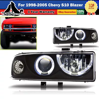 Halo Projector Black Clear Lens Headlight Lamps For 1998-2004 Chevy S10 Blazer • $112.99