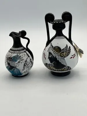 Greek Replica Vase Set Of 2 Hand Made In Greece No Chips Or Cracks • $12.75