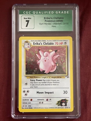 $20 • Buy Erika's Clefable #3 Holo  - Gym Heroes WOTC Pokemon Card  Green CGC 7 Lable