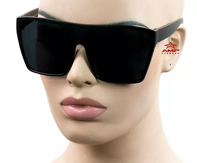 Oversized Square Vintage Retro Style Sunglasses Super Dark Black/Matte CH3 • $7.99