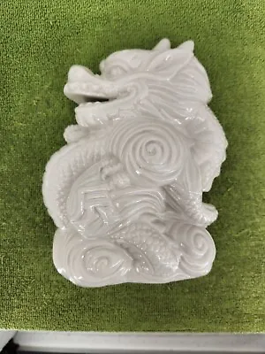 Vintage Ceramic Chinese Dragon Off White Glaze 8  Hollow Porcelain  • $19.99