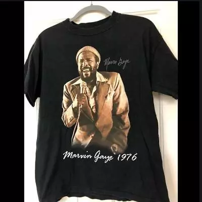 Vintage 1976 Live Tour Marvin Gaye Shirt Classic Black Men Unisex All Size New • $16.99