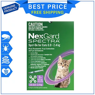 Nexgard Spectra For ALL Size Of Cats 6 Pipettes Pack • $96.99