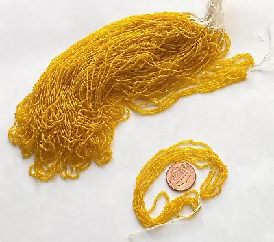 Antique Italian Micro Seed Beads-18/0 Transparent Butterscotch Yellow-Orange • $6.25