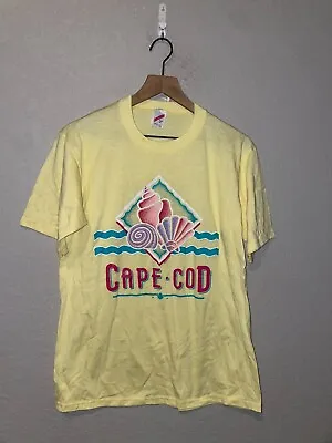 90s Vintage Cape Cod Shell Ocean Graphic Yellow MA Shirt Tee 1990s VTG L Large • $25