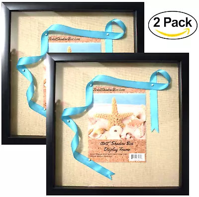 (2-Pack) 12x12  Black Shadow Box Frame With Linen Background With 8 Stick Pins • $29.97