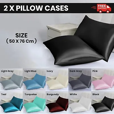 Satin Pillow Covers For Hair And Skin 2 Pack Ultra-Soft Pillow Cases Cover Set • £3.99