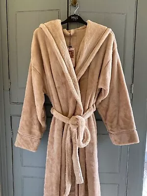 NEW M&S ROSIE Luxury Opaline Fleece Hooded Long Dressing Gown XLARGE UK 20-22 • £69