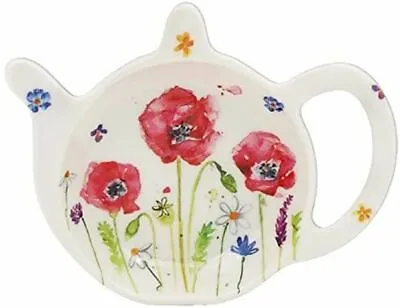 Poppy Field Floral Design Melamine Tea Bag Tidy • £3.49