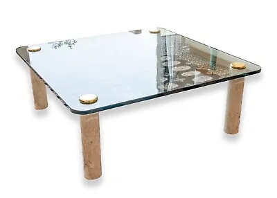 Leon Rosen For Pace Contemporary Modern Glass Marble And Brass Coffee Table • $2500