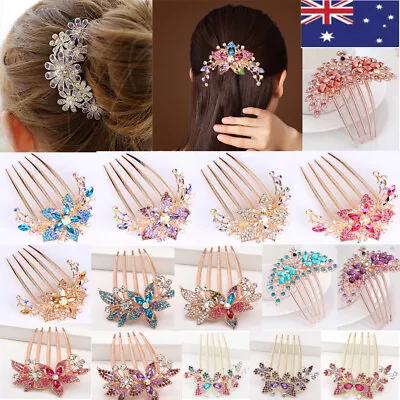 Wedding Bridal Hair Accessories Diamante Crystal Hair Comb Pins Clips Rhinestone • $10.44