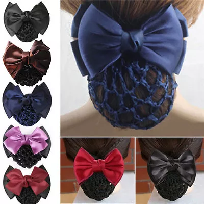 Bow Barrette Lady Hair Clip Cover Bowknot Bun Snood Women Hair Accessori-wq • £4.52