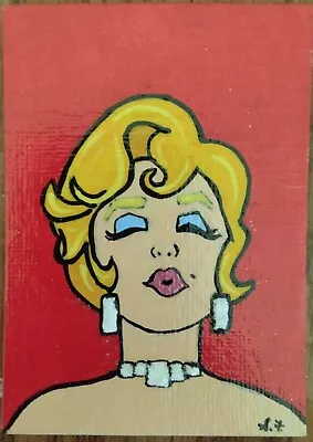 Marilyn Monroe ACEO ORIGINAL ATC HAND PAINTED ACRYLIC SIGNED • $5.95