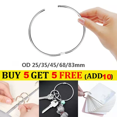 Durable Large Hinged Split Ring Jailer Key Ring Holder Hoop OD 25-83mm Silver • £2.40