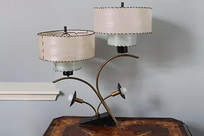 Vintage 50s Majestic Lamp  2 Shades Mid Century Modern Lighting Brass • $1050