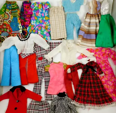 LOT OF VINTAGE 1960's/70'S BARBIE CLONE DRESSES SKIRTS PANTS AND MORE • $15.38