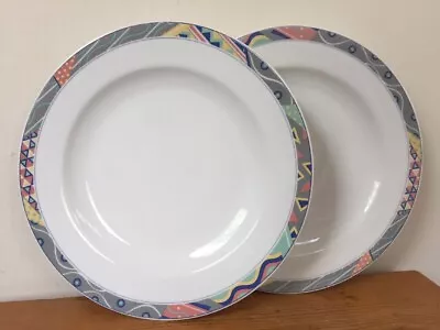 Pair Vtg Mikasa Studio Nova Y0224 New Wave Memphis Vaporwave 10.5  Dinner Plates • $26.99