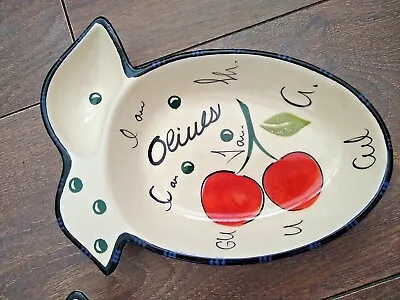 Hand-painted Two-Section Olive Serving Dish With Bowl For Pips • £9.99