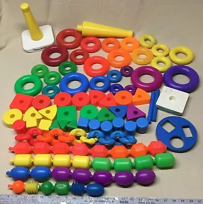 VTG Fisher Price Lot Creative Blocks Rock-A-Stack Snap-Lock Beads Kiddie Links + • $34.99