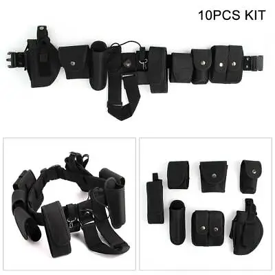 £29.91 • Buy 10-in-1 Police Guard Tactical Belt Buckles 9 Pouches Utility Kit Security BlaVM