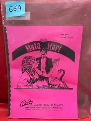 Mata Hari Pinball Operations/Service/Repair/Troubleshooting Manual Bally WD • $24.95