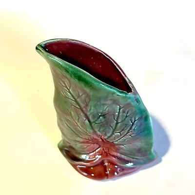 Vintage MCM Haeger Pottery Maroon And Green Leaf Vase • $26.70