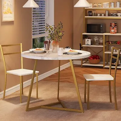 Round Kitchen Marble Chairs For 2 Modern Dining Room Table Set For Small Space • $120.45