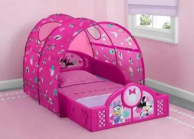 Toddler Bed With Canopy Disney Minnie Mouse Plastic Sleep Play Pink Kids Bedroom • $112.82