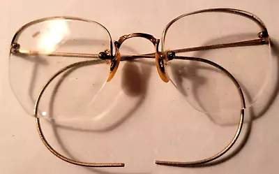 Vintage Antique 1/10 12K Gold Filled Eye Glasses Frames Frameless W/case • $19.99