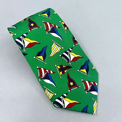 Polo Ralph Lauren Mens Tie Necktie Sailing Flag Print 100% Silk Handmade USA VTG • $29.99