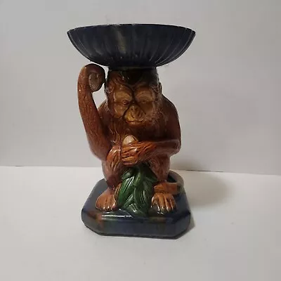 Monkey Bowl Ceramic Statue Candy Holder Vintage Figurine Decor Gift Idea • $50