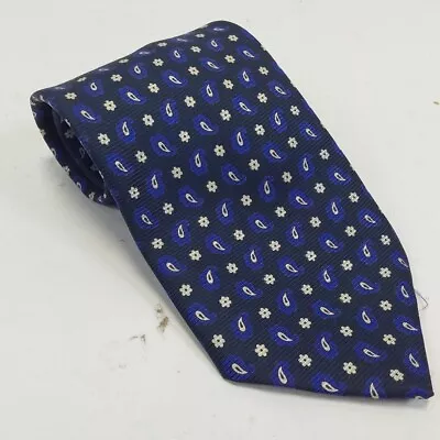 Marks & Spencer Silk Tie Blue Geometric Print Chains St Michael • $13