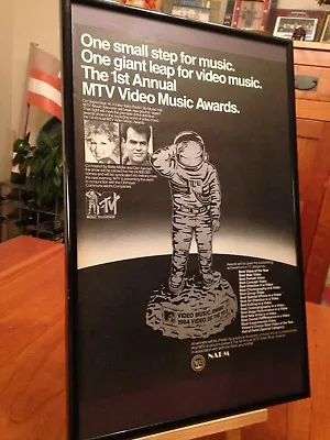 BIG 11X17 FRAMED ORIGINAL 1984 MTV 1st ANNUAL  VIDEO MUSIC AWARDS  PROMO AD • $49.95