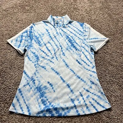 Callaway Womens Polo Medium Blue Tie Dye Short Sleeve Opti-Dri Golf Shirt Top • $14.95