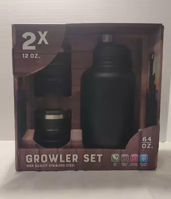 Subzero Stainless Steel Growler Set 64oz Growler Jug + 2 12oz Lowball Tumblers C • $29.99