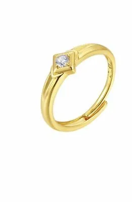 24k Gold Plated Geometry Unisex Size Adjustable Inlaid Crystal Wedding Band Ring • £5.50