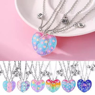  Friendship Necklace Best Friend Necklace For 3 Girls Magnetic Matching Heart • $11.03