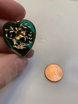 Vintage Glass Intaglio Taurus Zodiac Heart Pendant • $9