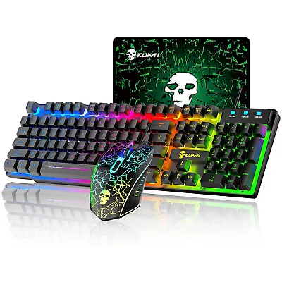 AU Wired Gaming Keyboard And Mouse Set RGB Backlit For PC PS4 Xbox Mechanical • $45.03