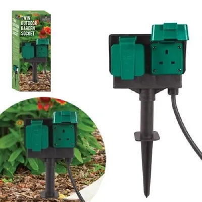 £19.49 • Buy 2 Way Garden 3m Cable Extension Twin Socket Stand Outdoor Waterproof Lead 45250