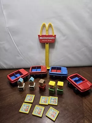 Vintage 1974-76 Playskool FAMILIAR PLACES McDONALD'S Figures Cars Trays And Sign • $16