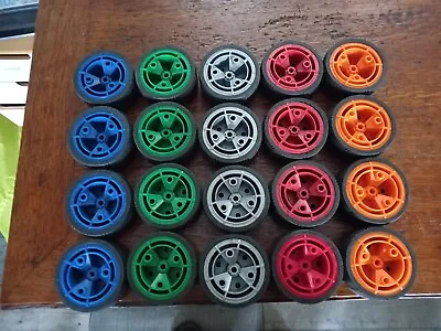 Meccano Wheels And Tyres - 5 Sets Of 4 In Assorted Colours • £15