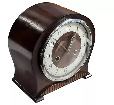 Vintage Mid-Century Mantel Clock 1940’s English By “Smiths” Oak Cased Striking • $93.34