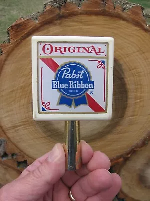 Vintage Pabst Blue Ribbon ORIGINAL PBR Beer Tap Small Handle Square Knob 2 Sided • $17.95