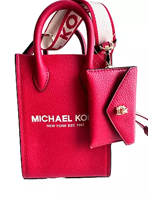 Michael Kors Mirella XS Phone Crossbody Leather Bag Bright Red + Dragon Wallet • $119.95