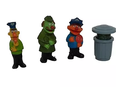VTG 4 Bert & Ernie Grouch 80’s PVC Figures 2.5” Sesame Street Muppets Police • $11
