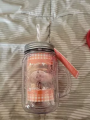 Pioneer Woman Mason Jar Handle Cup Lid Straw ''Simple Homemade Goodies'' 16oz • $16.99