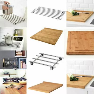 IKEA LÄMPLIG Wooden & Stainless Steel Large Cutting Chopping Serving Board  • £8.99