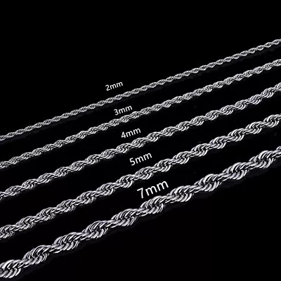 2/2.5/3/4/5/6/7mm 316L Stainless Steel Women Men Rope Chains Necklaces 18-32'' • $7.50